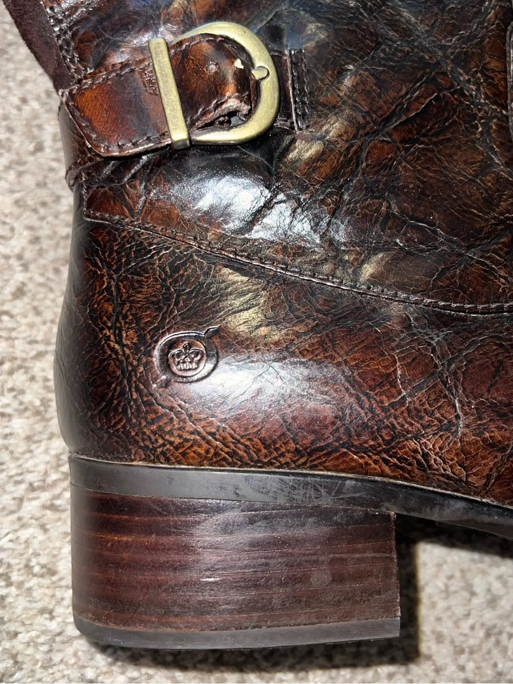Born Dark Brown Over-the-Knee Leather Boots with Buckle Accents